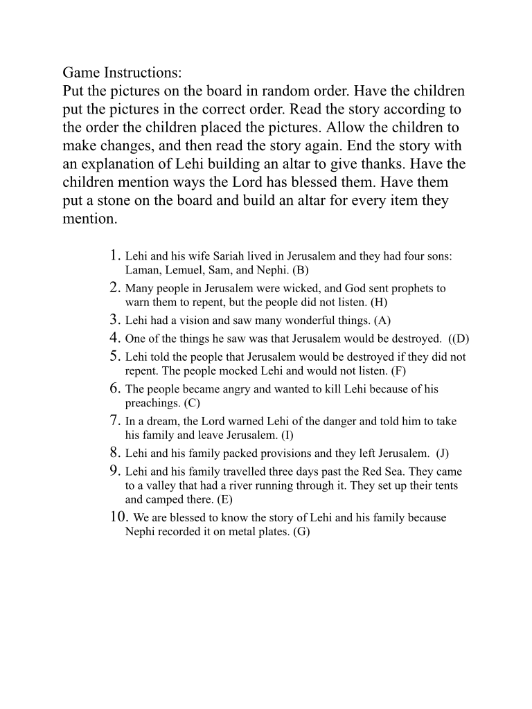 Lehi and His Family Leave Jerusalem - Teaching Children the Gospel